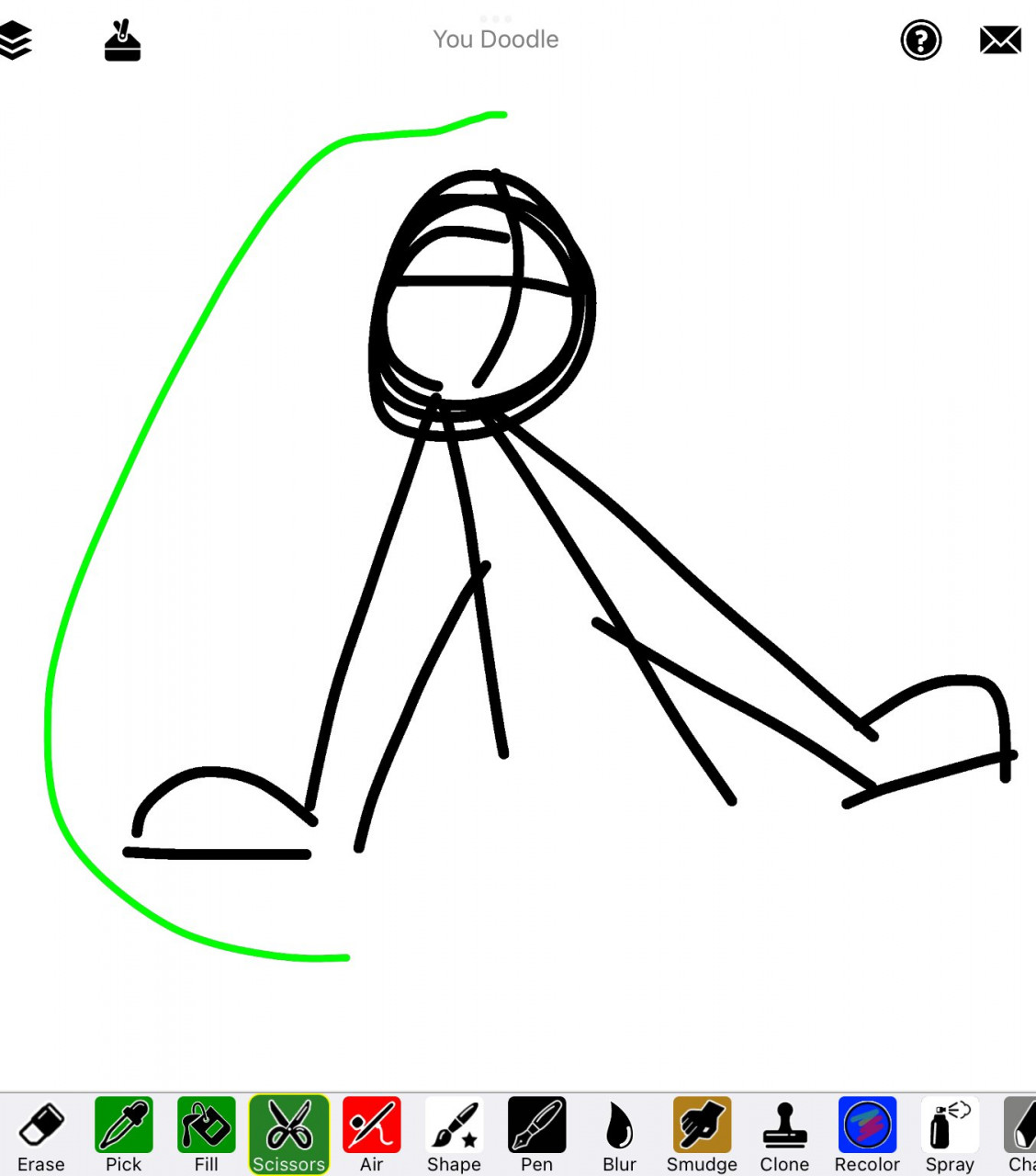 A very early sketch of what looks to be the outline of a human body.