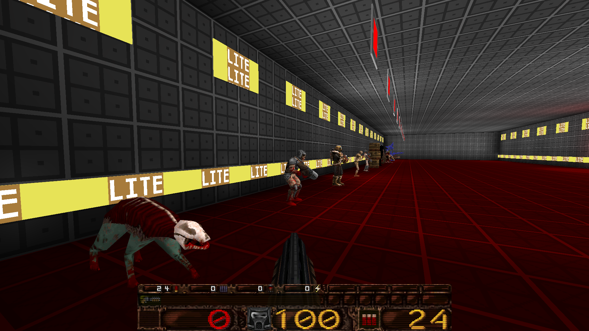 A test level for the game that shows the player looking at the monsters.
