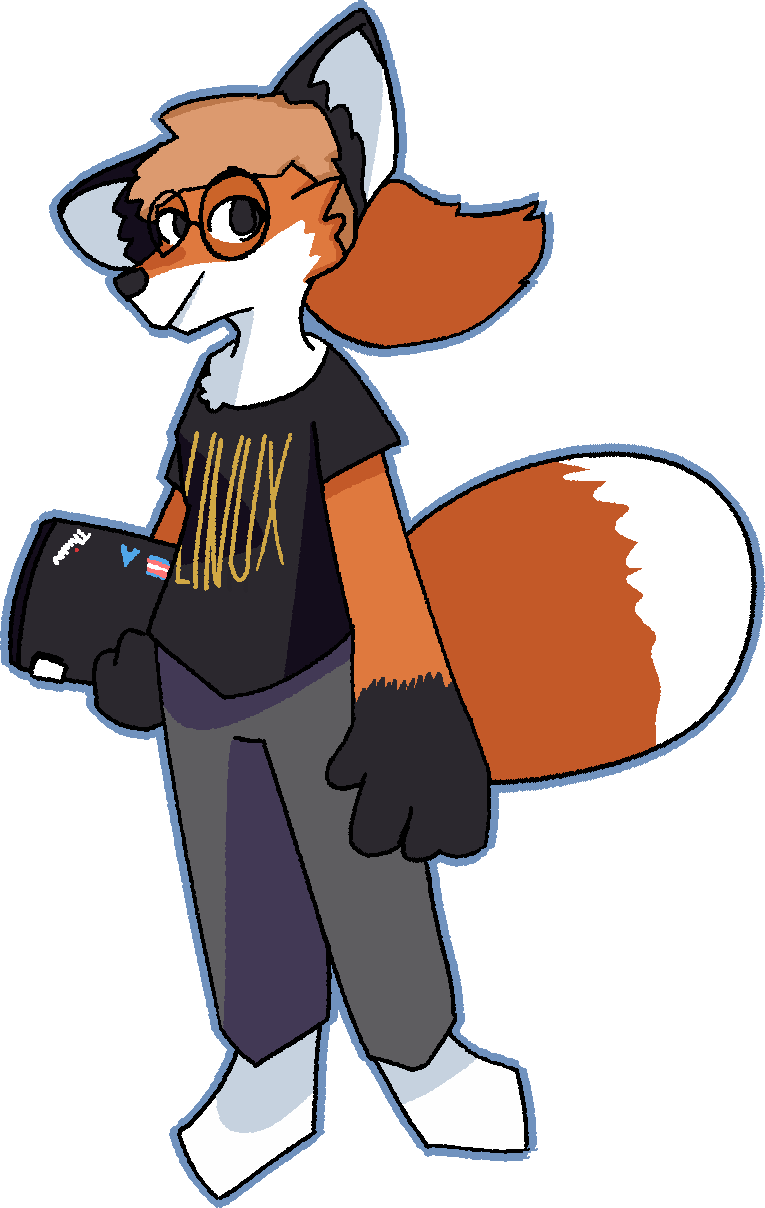 Artwork of Xenia the Linux Foxgirl, who is an anthro fox with blonde hair, round glasses, and blonde hair. She is smiling and has a t-shirt that says 'Linux' on while holding a laptop.

Artwork by ivory of ioletsgo.gay (I love that URL).

All of the images on this website have alt text for the sake of people on screenreaders.